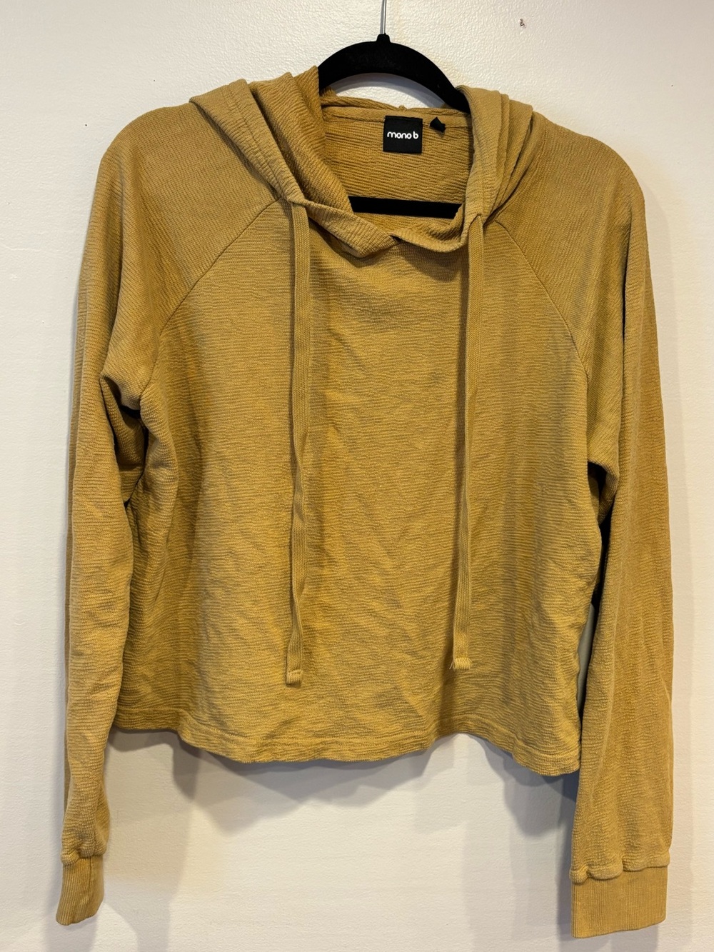 Mono B Textured Cropped Hoodie Mustard Yellow Gold Women's Small